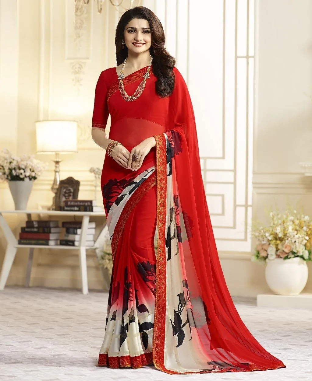 Floral Printed Georgette Saree
