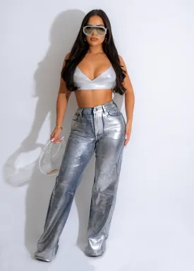 Forgetting You Metallic Jean Silver