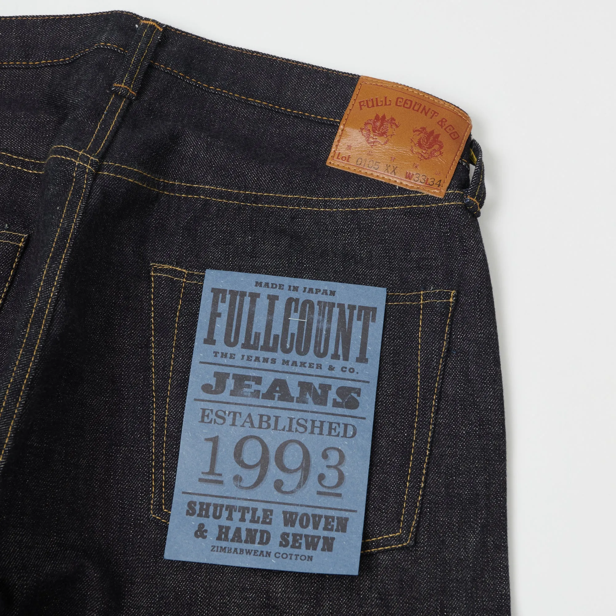 Full Count 0105XX 15.5oz 'Plain Pocket' Wide Straight Jean - Raw
