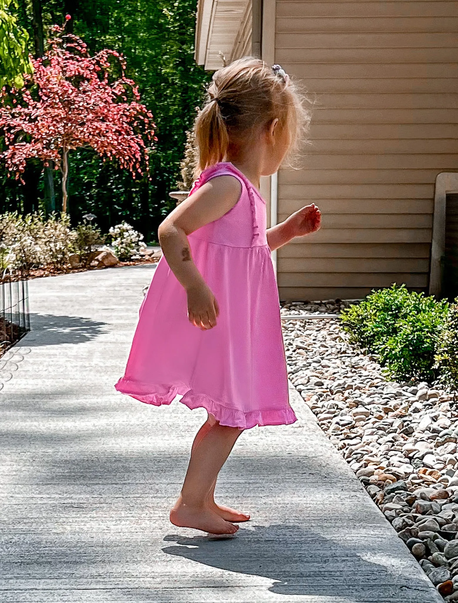 Girls Soft Cotton Jersey Flutter Tank Dress | Purple