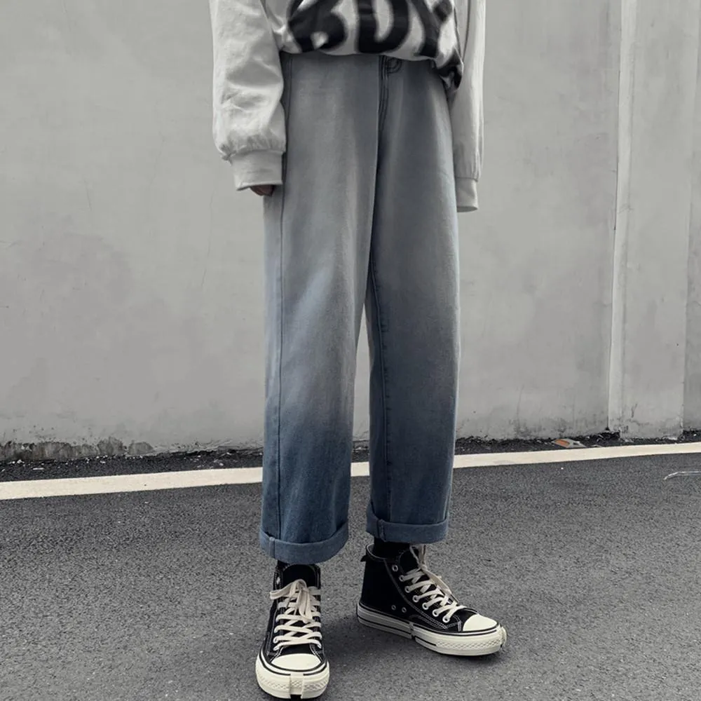 Gradient Washed High Waist Straight Jeans