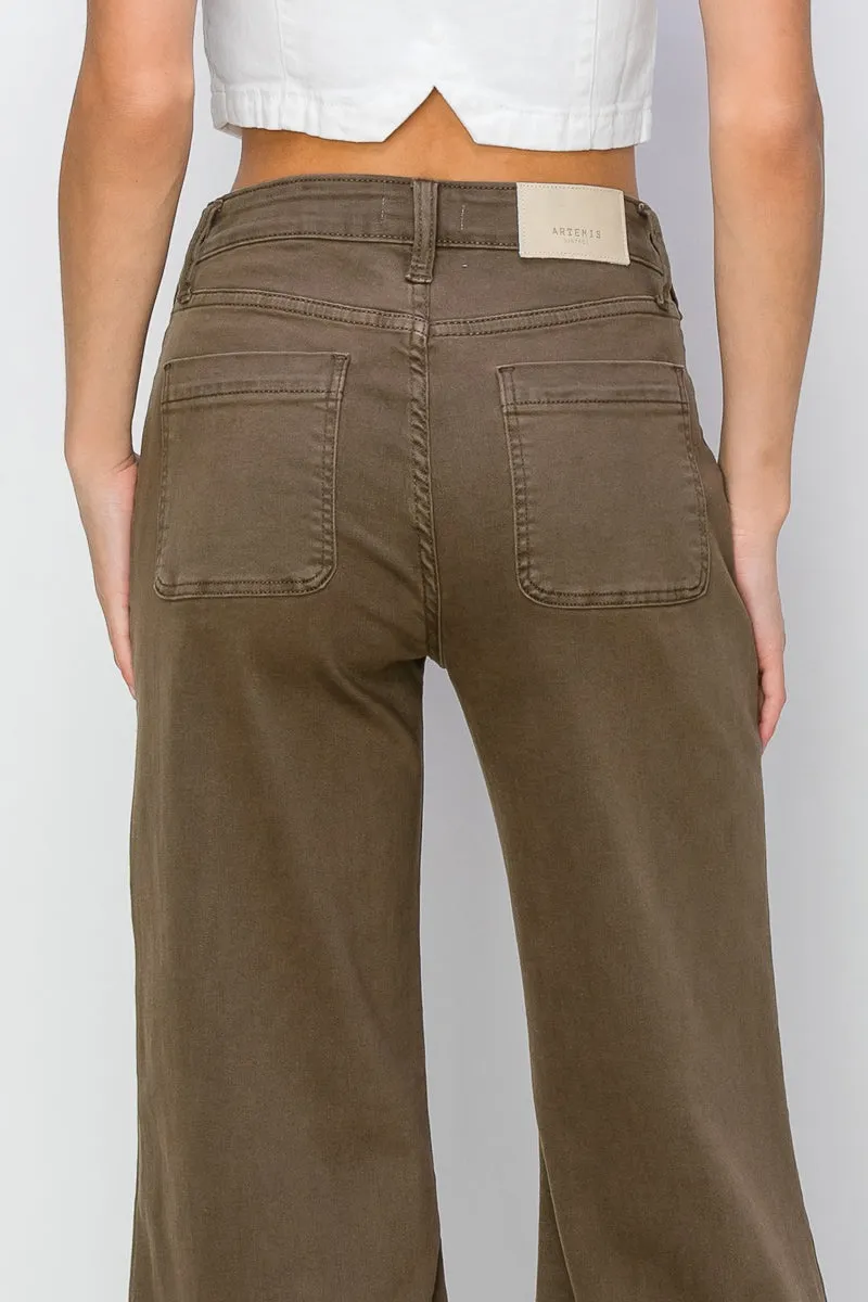 High Rise Stretch Crop Palazzo Jeans