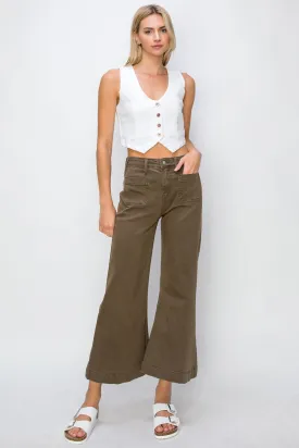 High Rise Stretch Crop Palazzo Jeans