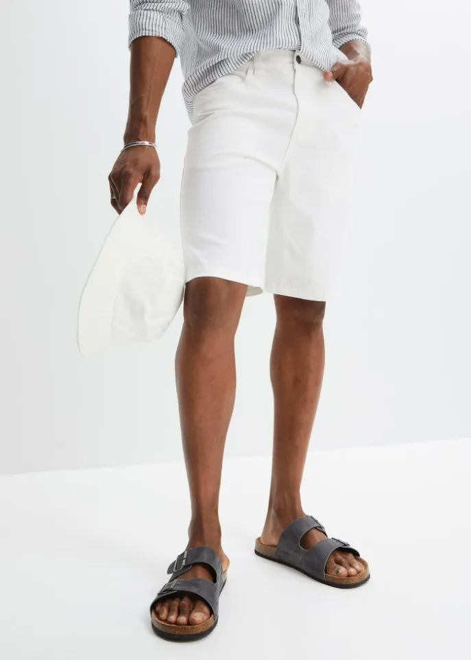 John Baner Jeanswear classic fit stretch jeans shorts, white