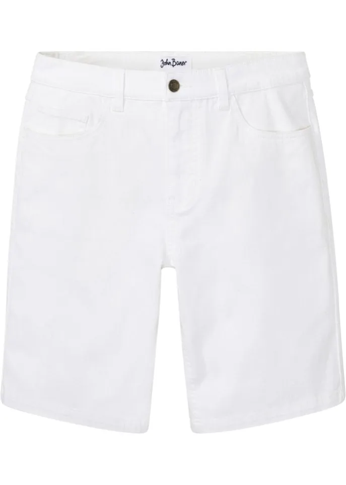 John Baner Jeanswear classic fit stretch jeans shorts, white