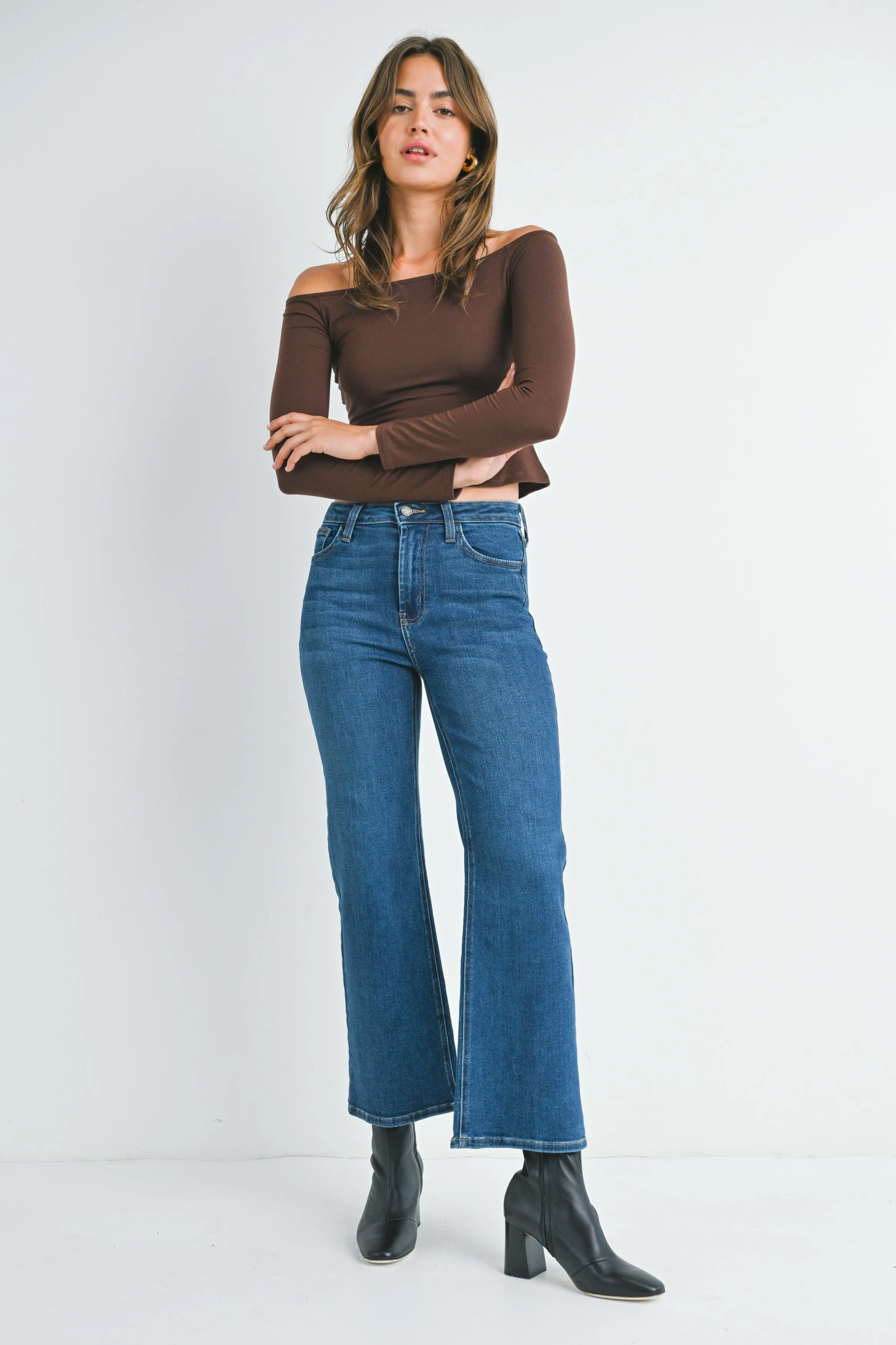 JUST BLACK Wide Leg Dark Denim Jean