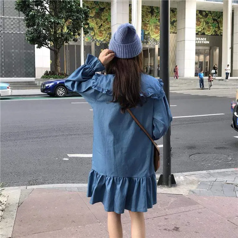 Kawaii Single-breasted Dress With Pleats