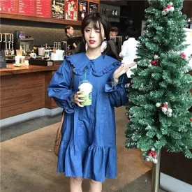 Kawaii Single-breasted Dress With Pleats