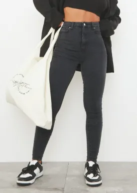 L30 Washed Black Skinny 5 Pocket Jeans