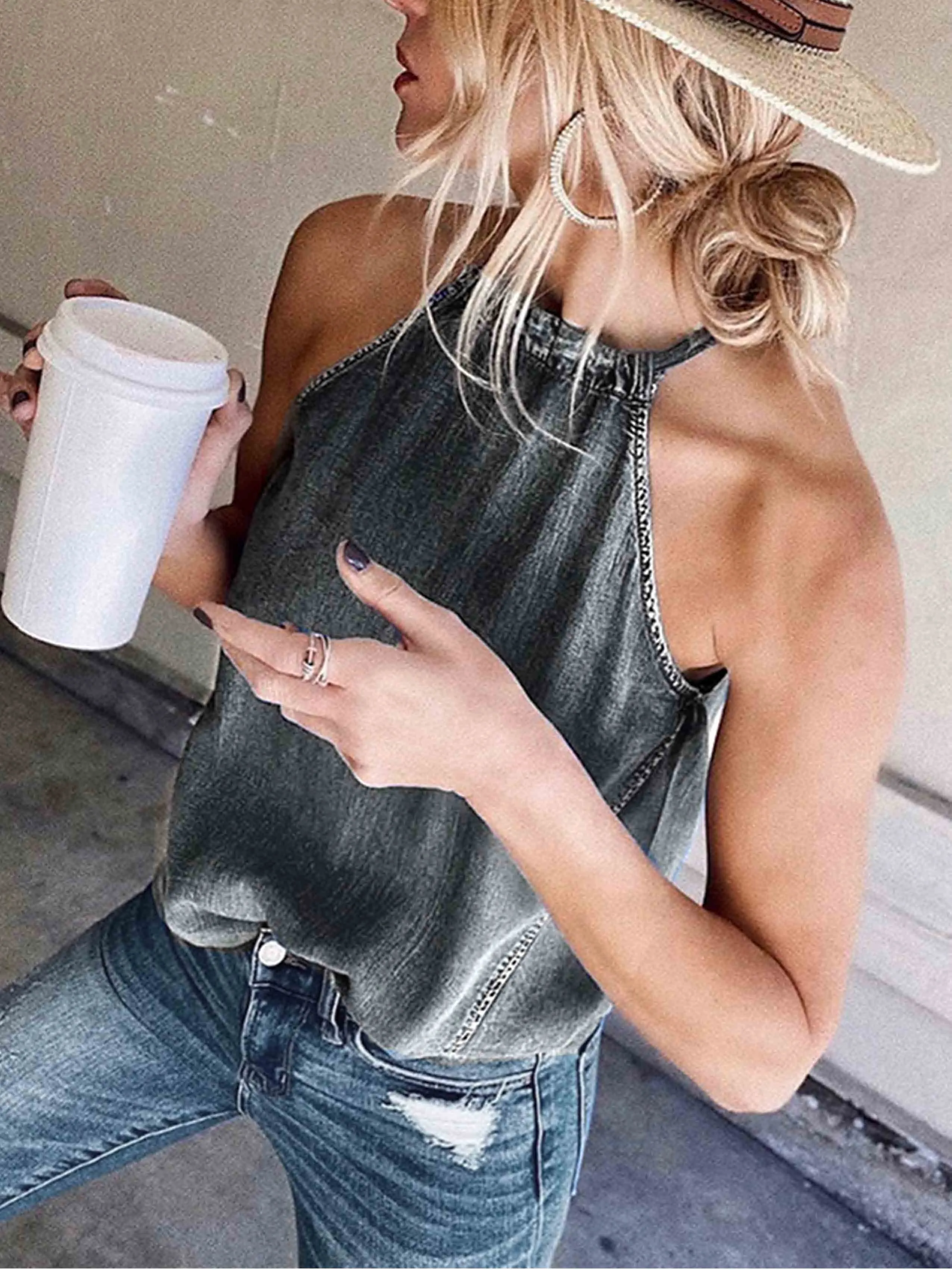 Lace Sexy Denim Vest