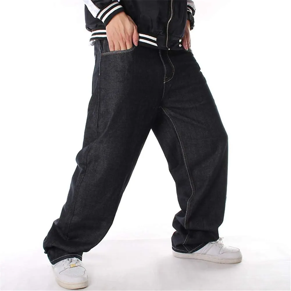 LUOBANIU Men's Black Baggy Jeans Hip Hop Loose fit 90s Vintage Cargo Denim Fashion Dance Skater Skateboard Pants