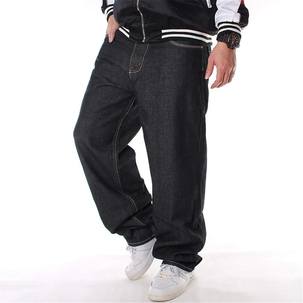 LUOBANIU Men's Black Baggy Jeans Hip Hop Loose fit 90s Vintage Cargo Denim Fashion Dance Skater Skateboard Pants