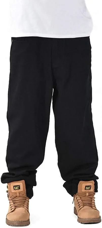 LUOBANIU Men's Black Baggy Jeans Hip Hop Loose fit 90s Vintage Cargo Denim Fashion Dance Skater Skateboard Pants