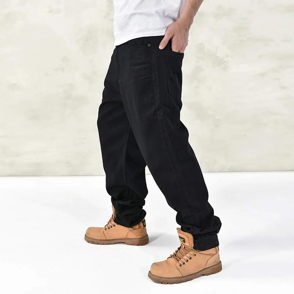 LUOBANIU Men's Black Baggy Jeans Hip Hop Loose fit 90s Vintage Cargo Denim Fashion Dance Skater Skateboard Pants