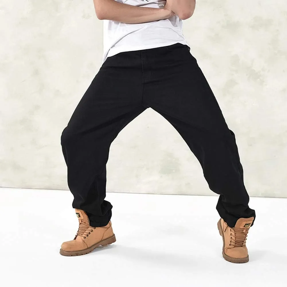 LUOBANIU Men's Black Baggy Jeans Hip Hop Loose fit 90s Vintage Cargo Denim Fashion Dance Skater Skateboard Pants