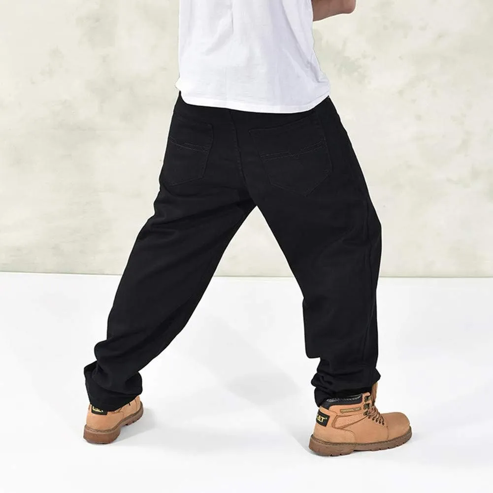 LUOBANIU Men's Black Baggy Jeans Hip Hop Loose fit 90s Vintage Cargo Denim Fashion Dance Skater Skateboard Pants
