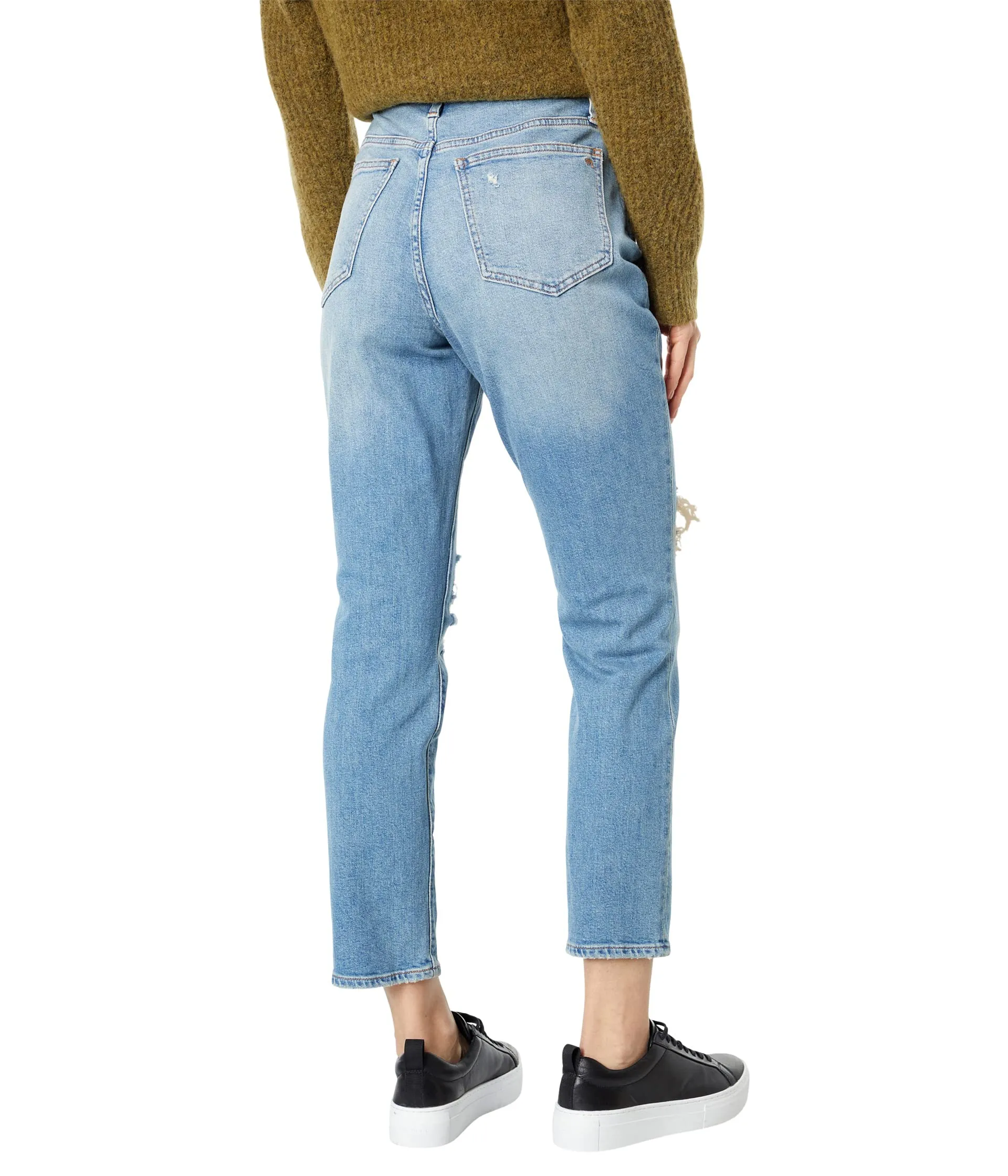 Madewell Jeans, Curvy PVJ Indigo w/ Rips in Hiro Gray