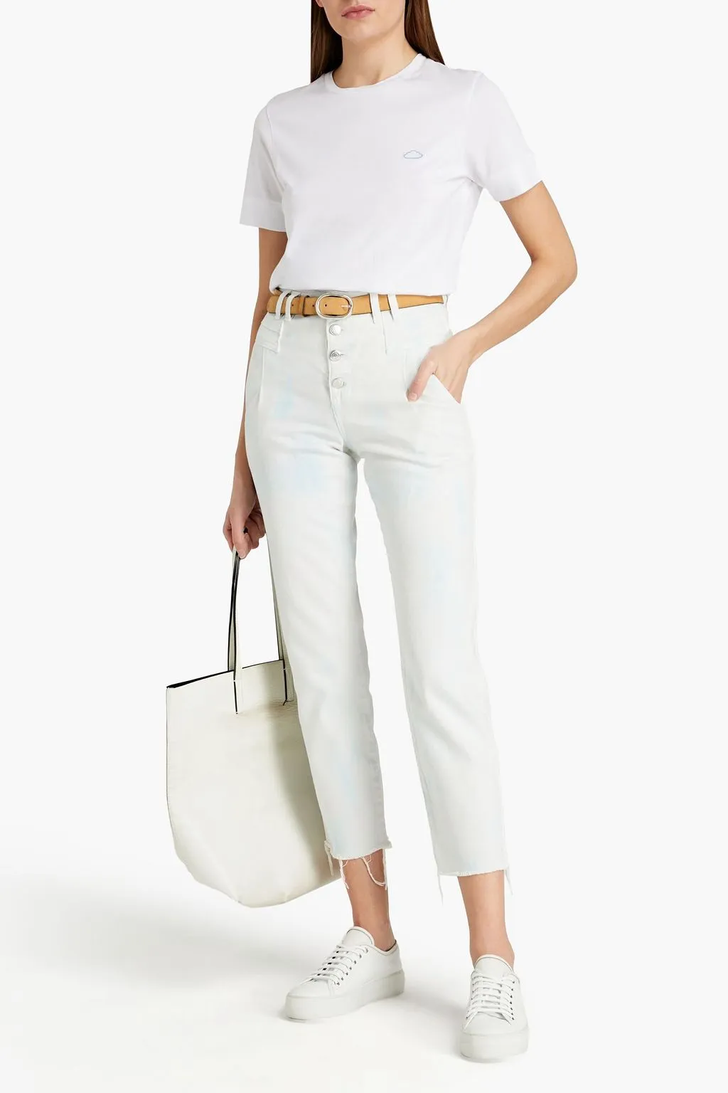 MAJE cropped boyfriend jeans, white