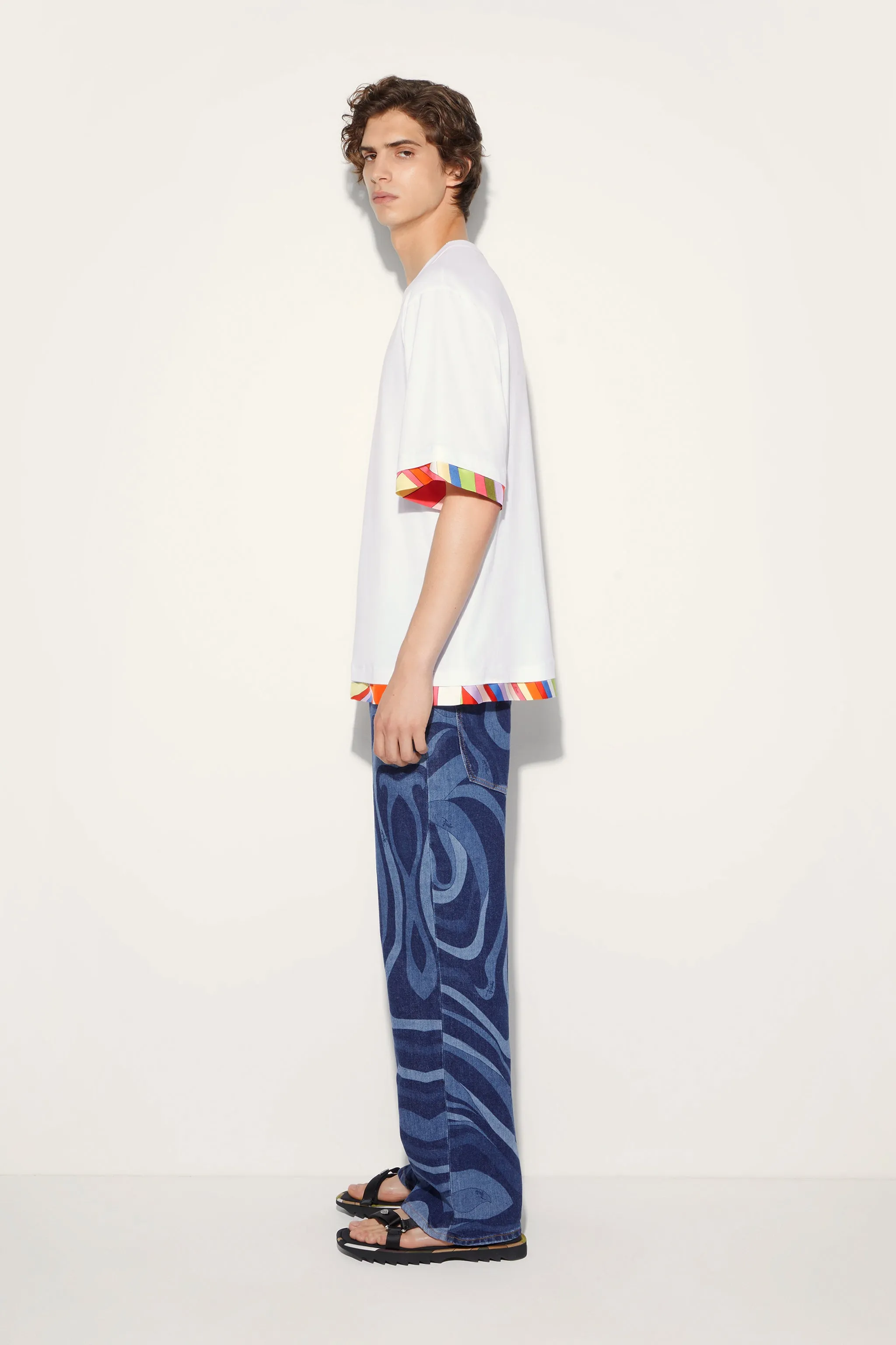 Marmo-Print Straight Leg Jeans