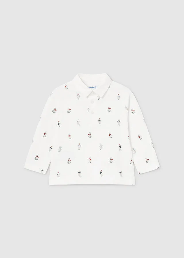 Mayoral Baby Boys Cream Printed Polo