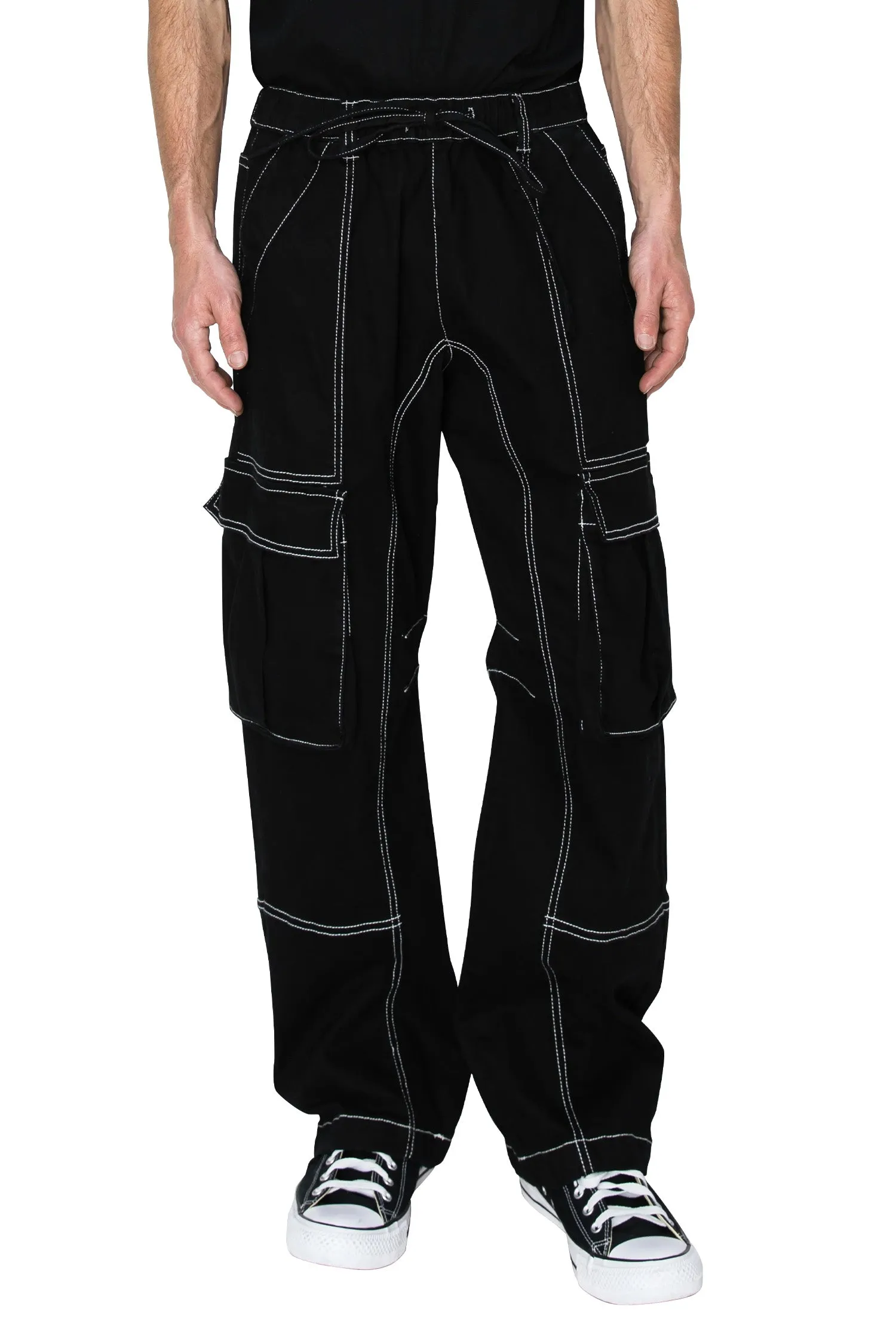 Men's Contrast Stitch Baggy Fit Cargo Jeans