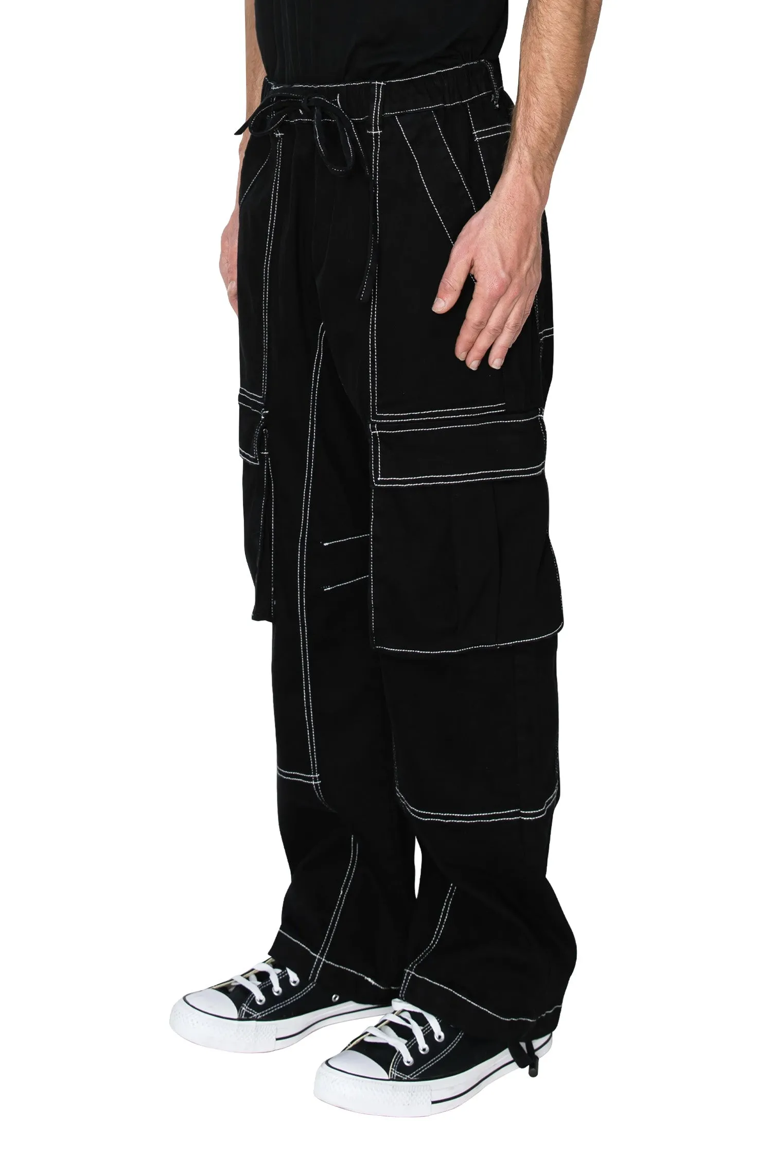 Men's Contrast Stitch Baggy Fit Cargo Jeans