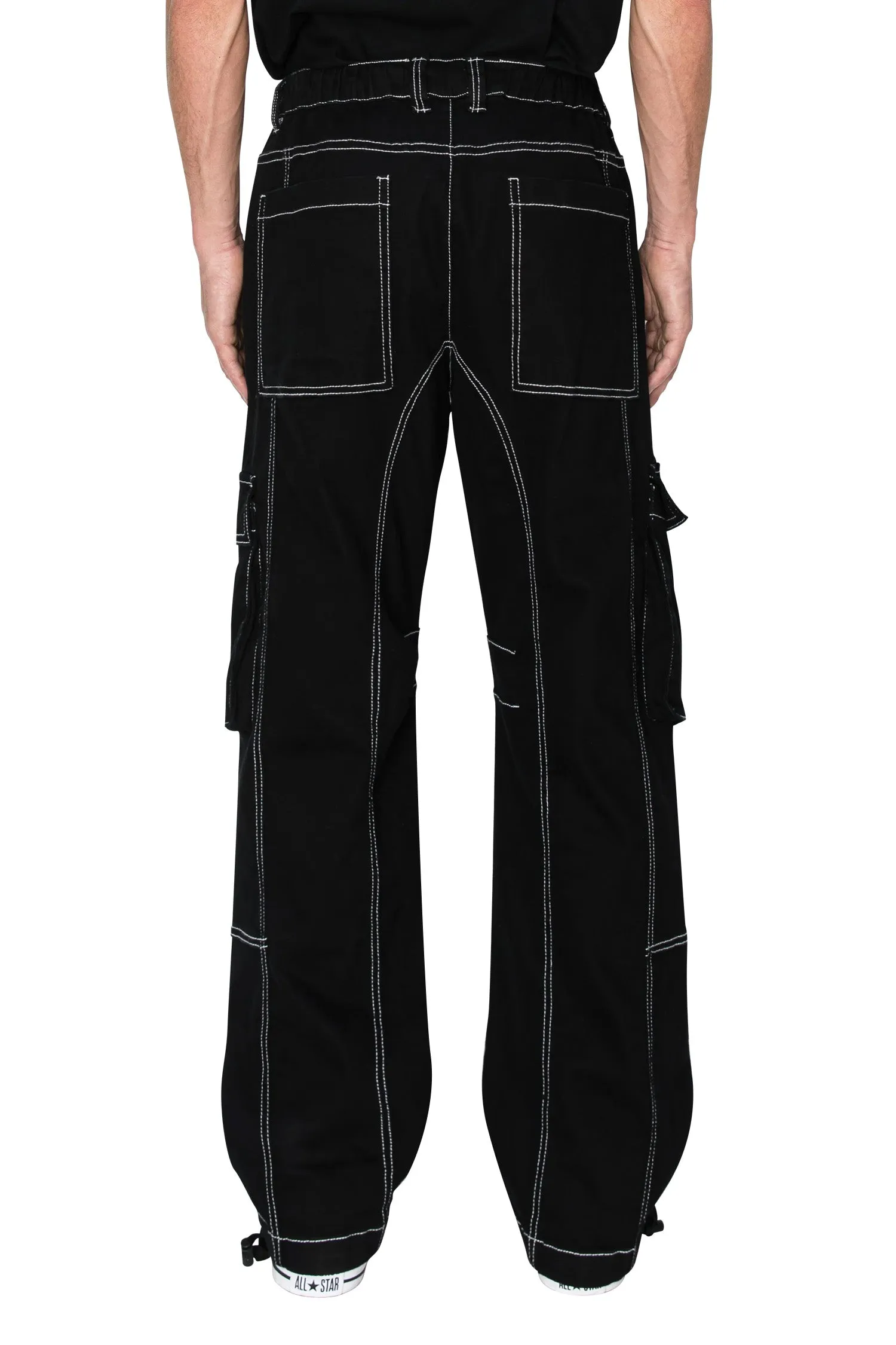 Men's Contrast Stitch Baggy Fit Cargo Jeans