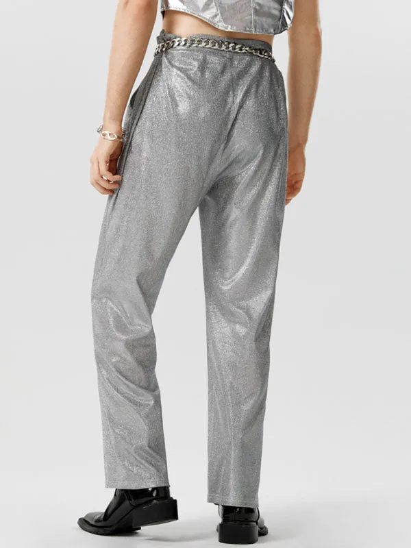 Mens Glitter Straight Pants With Pocket SKUK05892