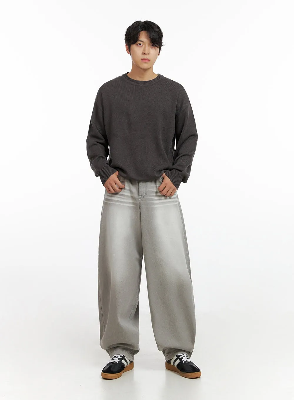 Men's Loose Fit Baggy Jeans (Gray) IG409
