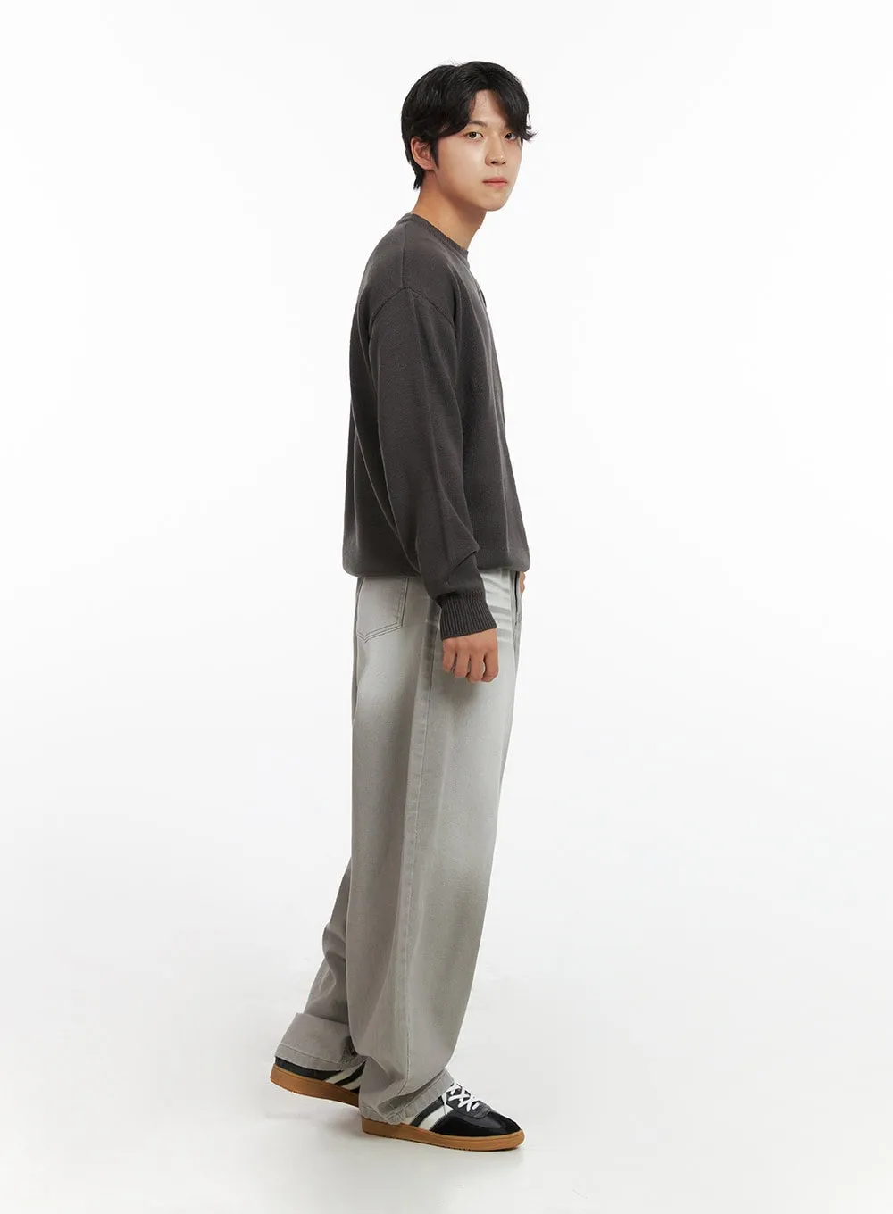 Men's Loose Fit Baggy Jeans (Gray) IG409