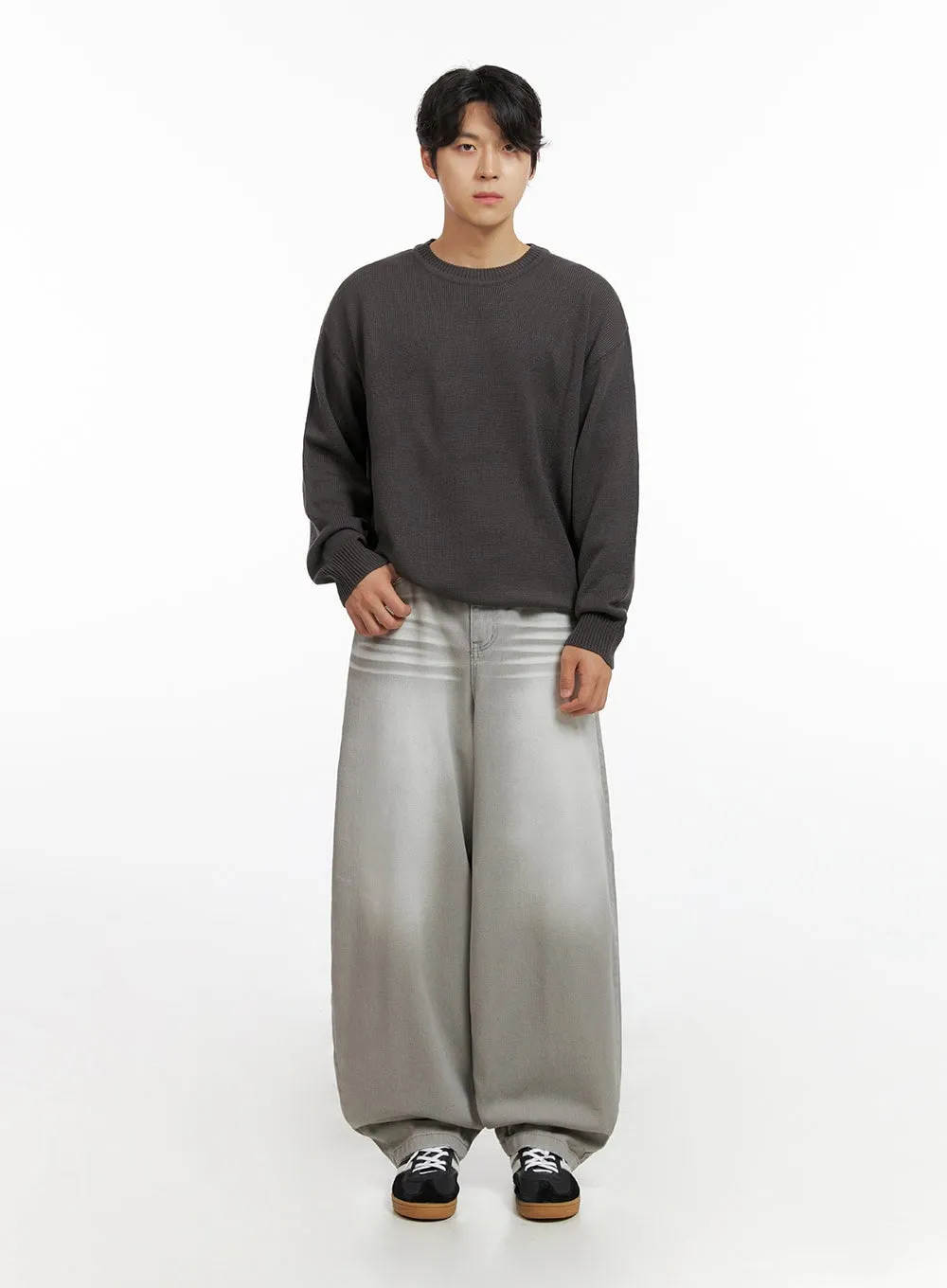Men's Loose Fit Baggy Jeans (Gray) IG409