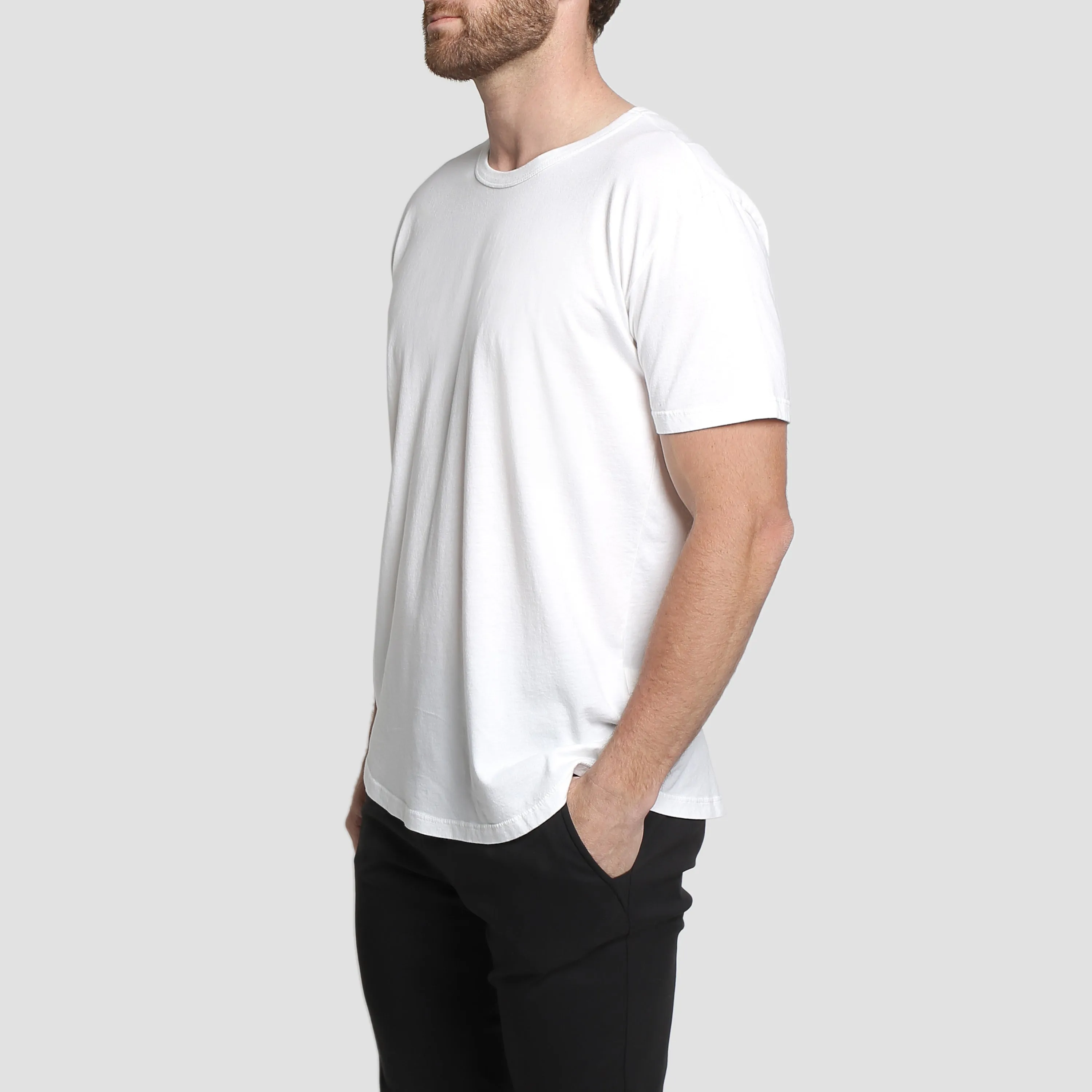 Natural Premium Scoop T-Shirt White