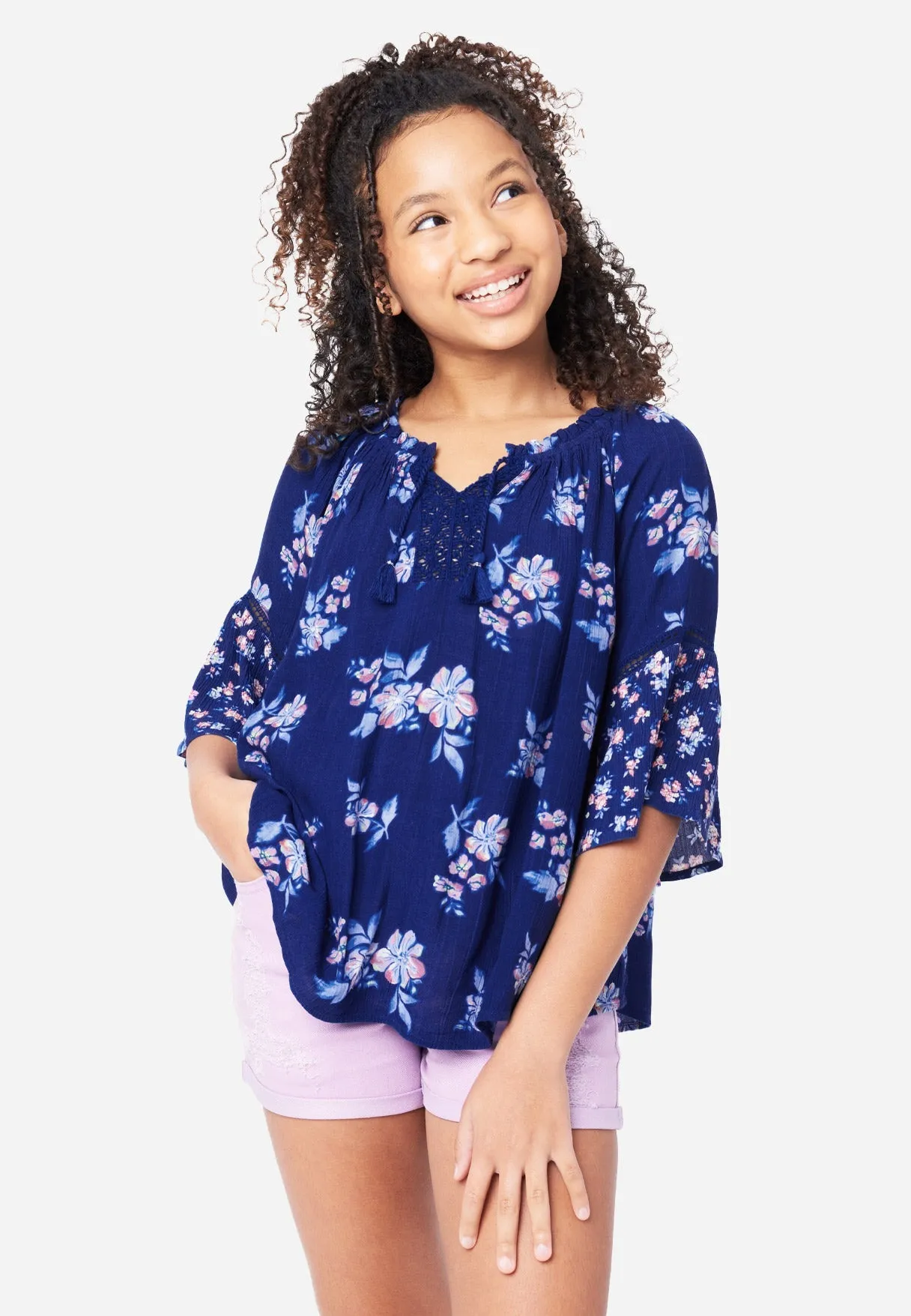 Patterned Notch Neck Top