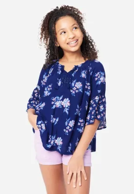 Patterned Notch Neck Top