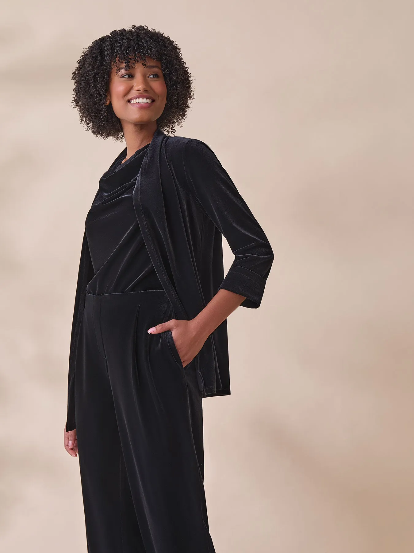 Plus Cuffed Sleeve Cardigan, Velvet