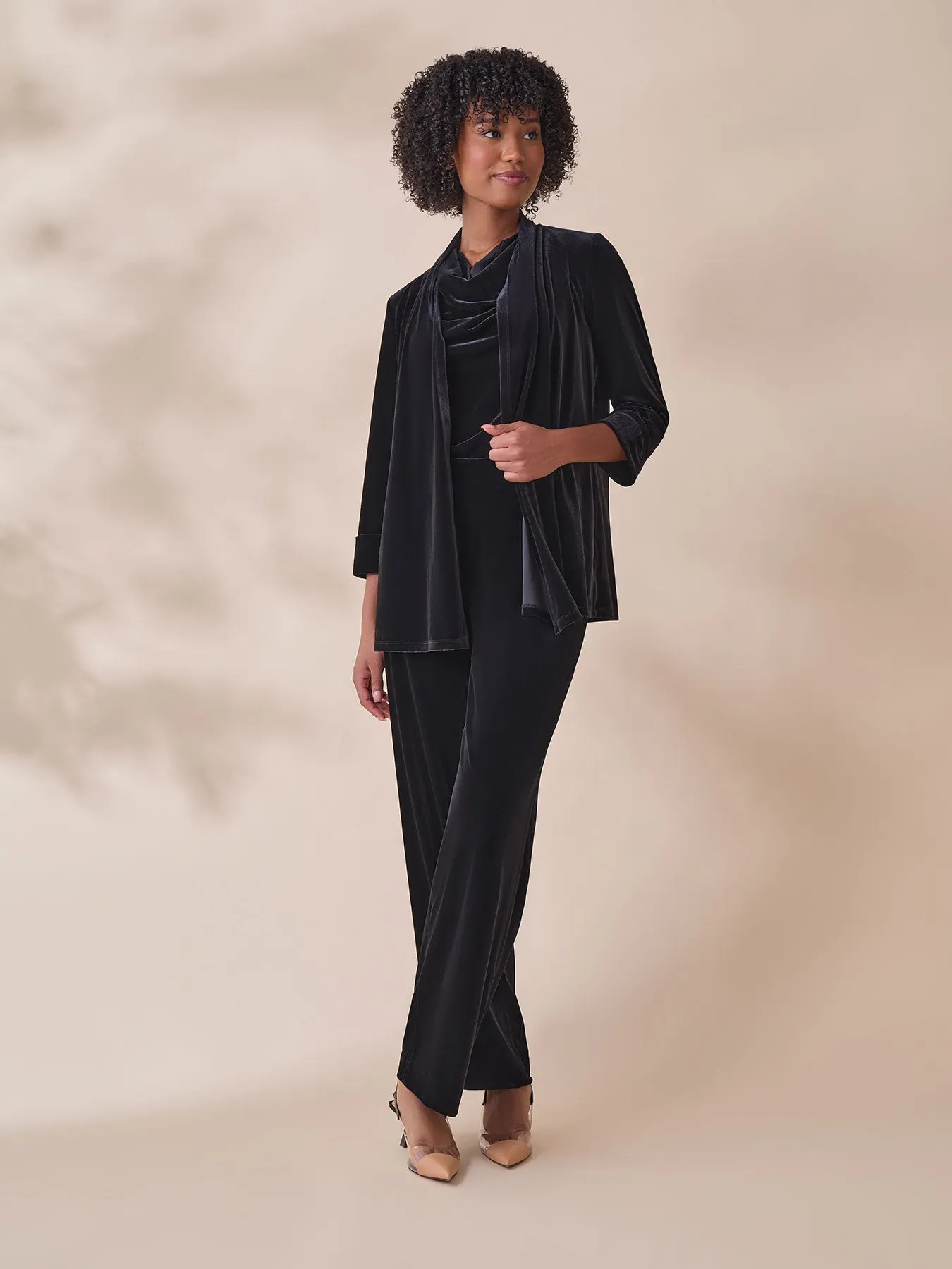 Plus Cuffed Sleeve Cardigan, Velvet