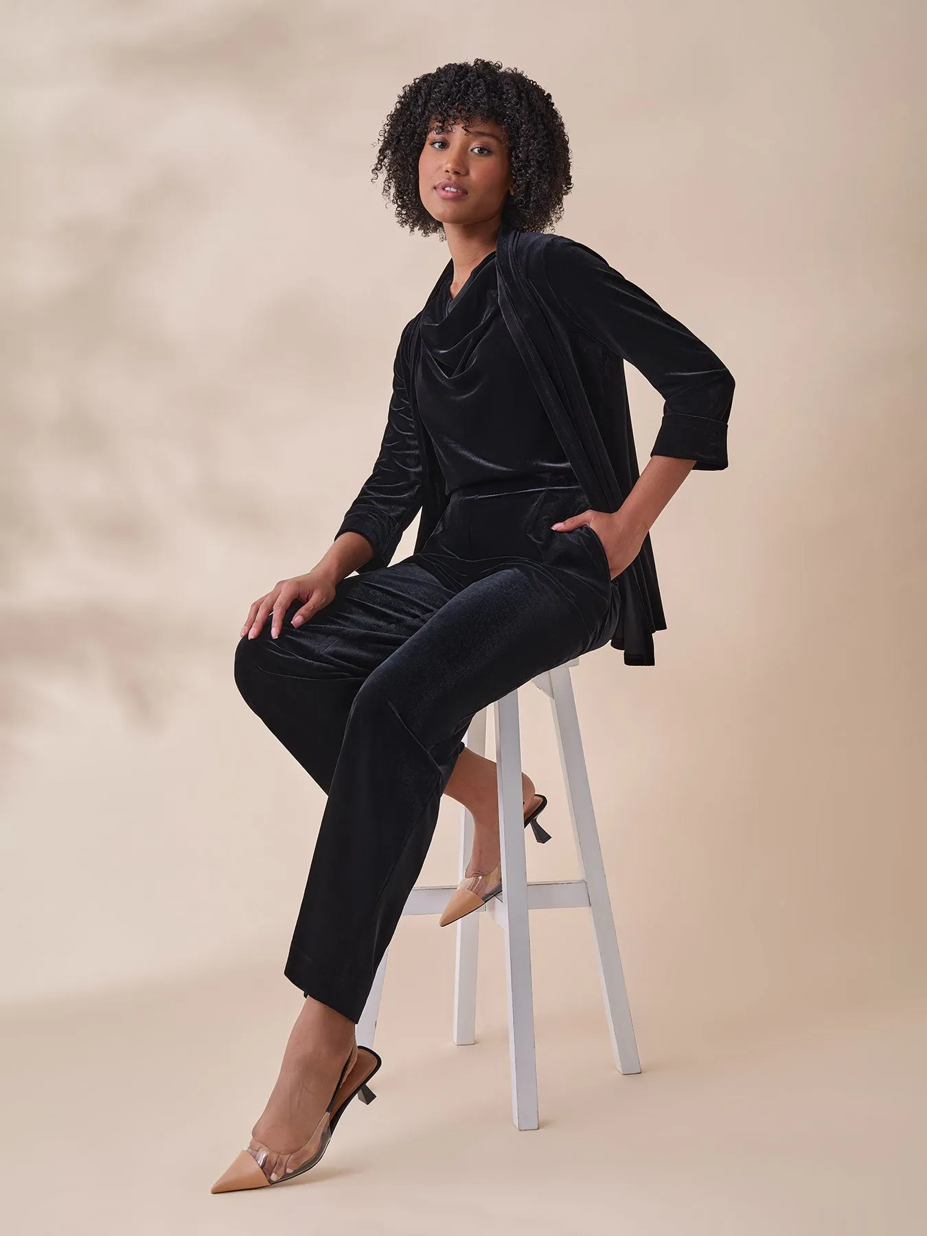 Plus Cuffed Sleeve Cardigan, Velvet