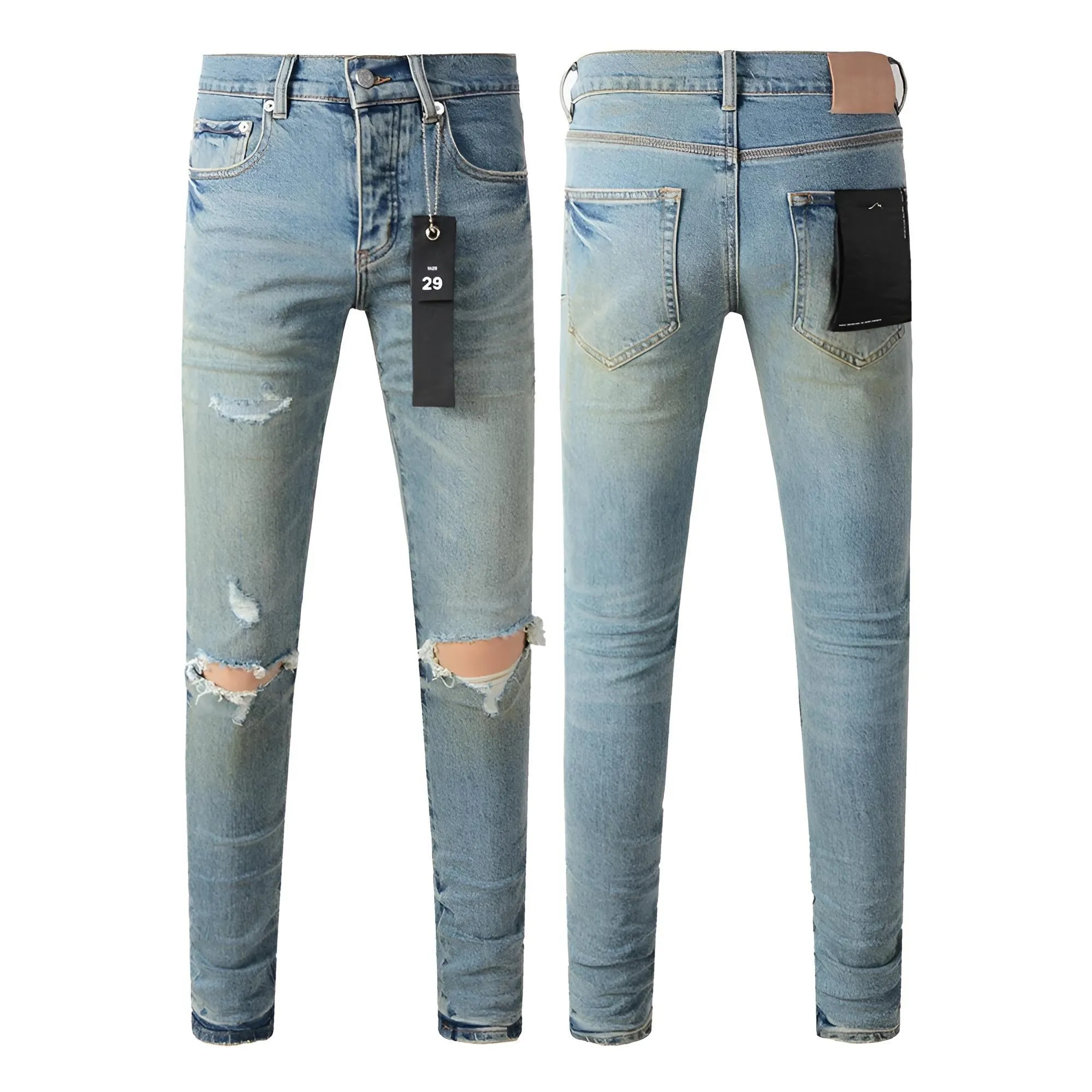 Purple Roca Jeans Tinted American Streetwear Jeans Destroy Wash Repair Low Raise Denim Skinny Jeans