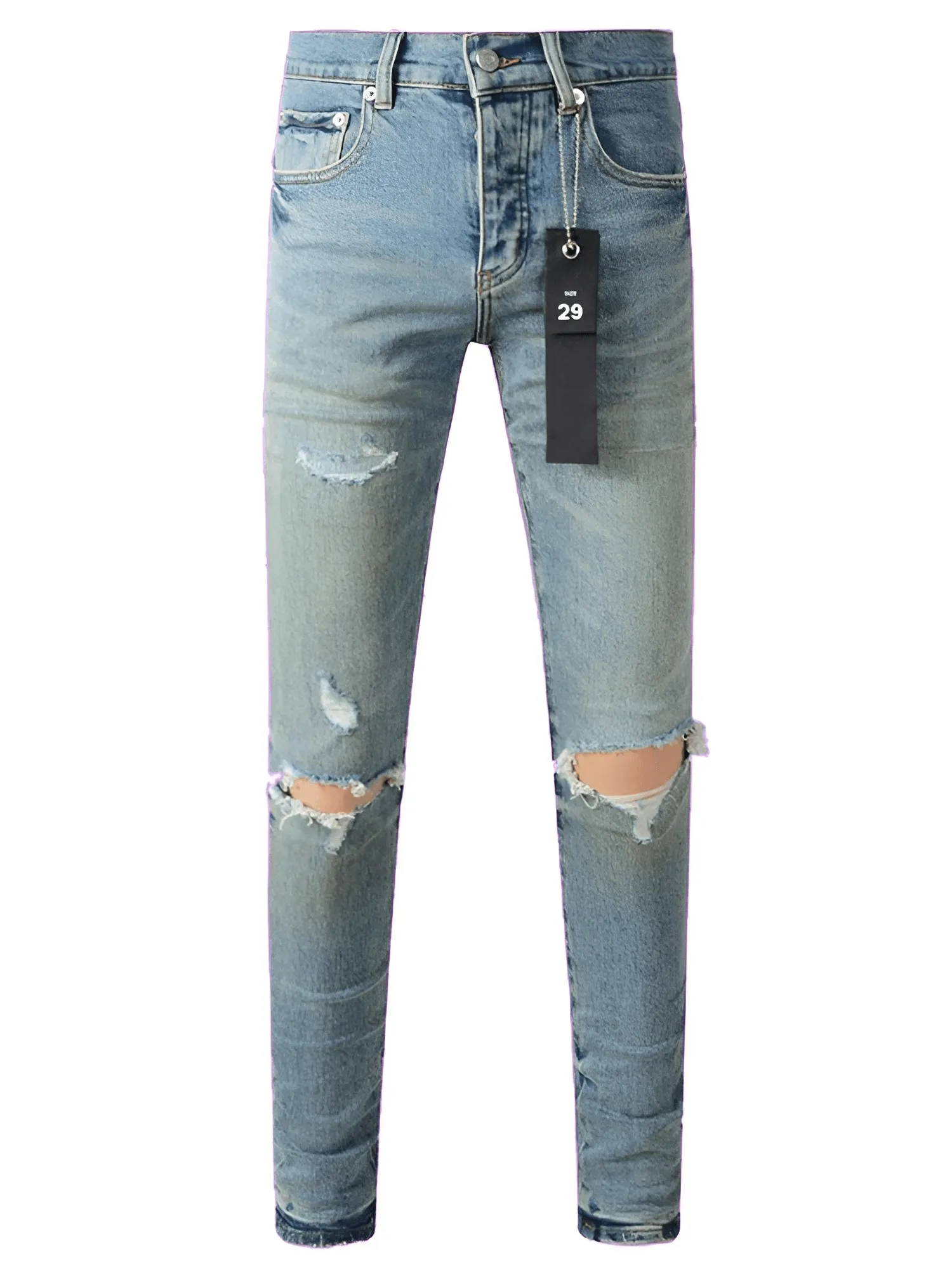 Purple Roca Jeans Tinted American Streetwear Jeans Destroy Wash Repair Low Raise Denim Skinny Jeans