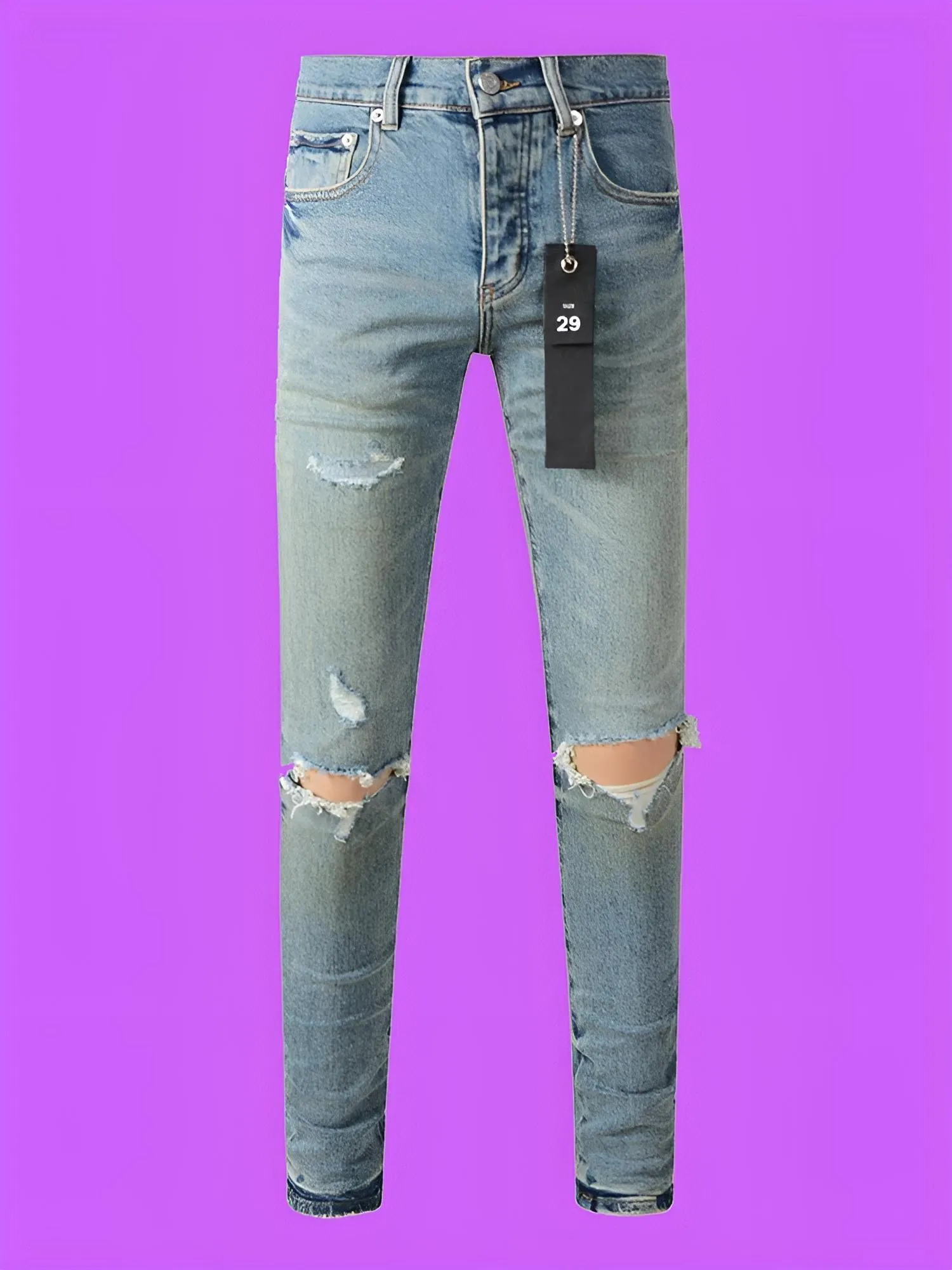 Purple Roca Jeans Tinted American Streetwear Jeans Destroy Wash Repair Low Raise Denim Skinny Jeans