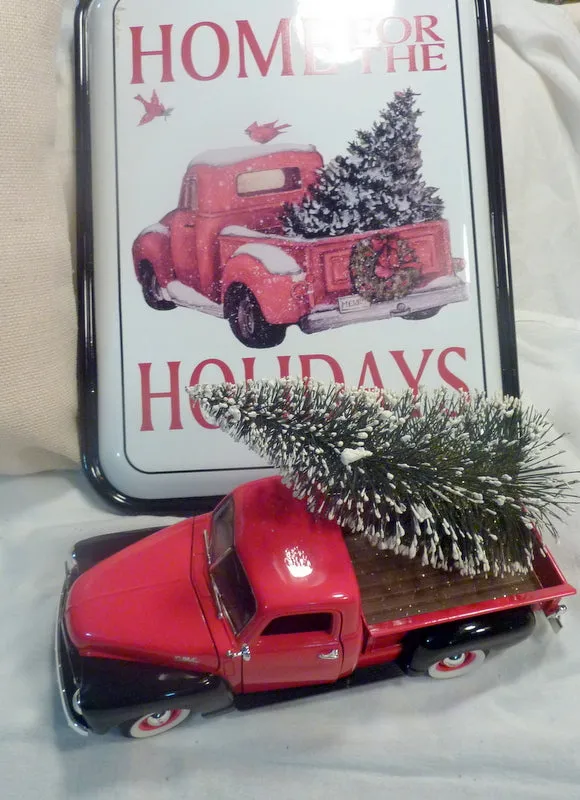 Red Truck Christmas decor, 10 inch Diecast truck decor, Christmas Truck decorations