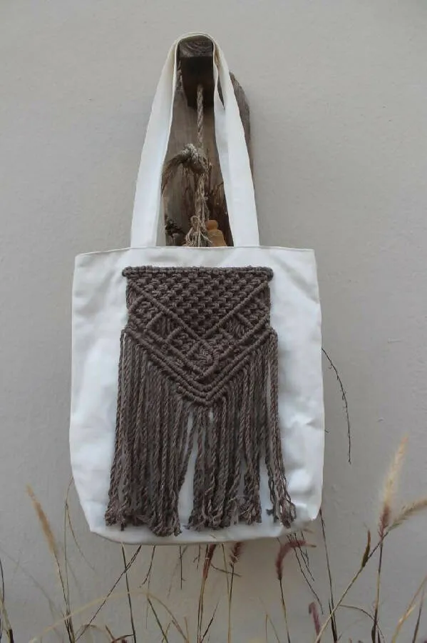 Reya Women's Tote Bag with Macramé Knots