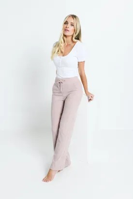Ribbed Wide Leg Trousers - Pink