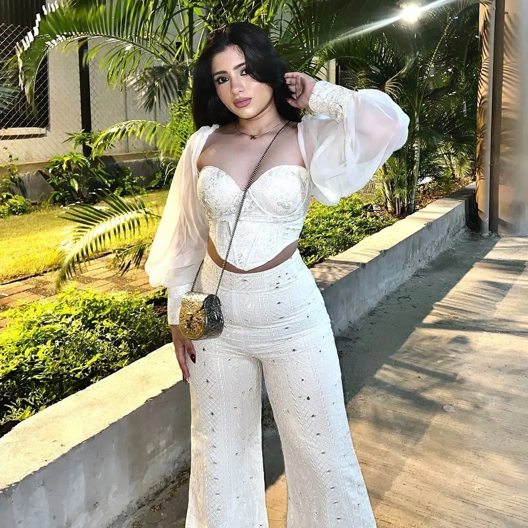 Ruhiya White Embroidered Georgette Corset Top