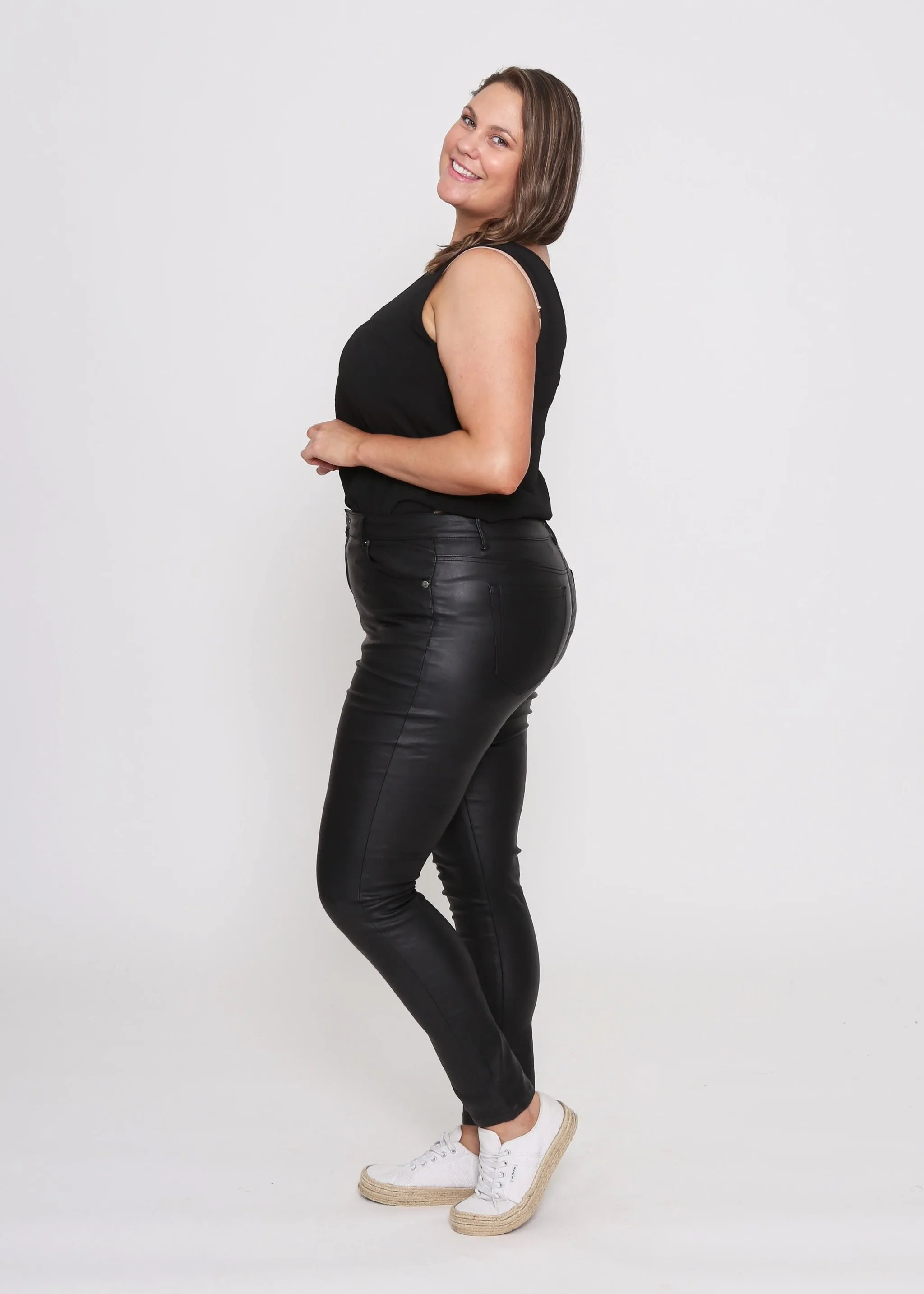 Selena Skinny Jeans - Black Wet Look