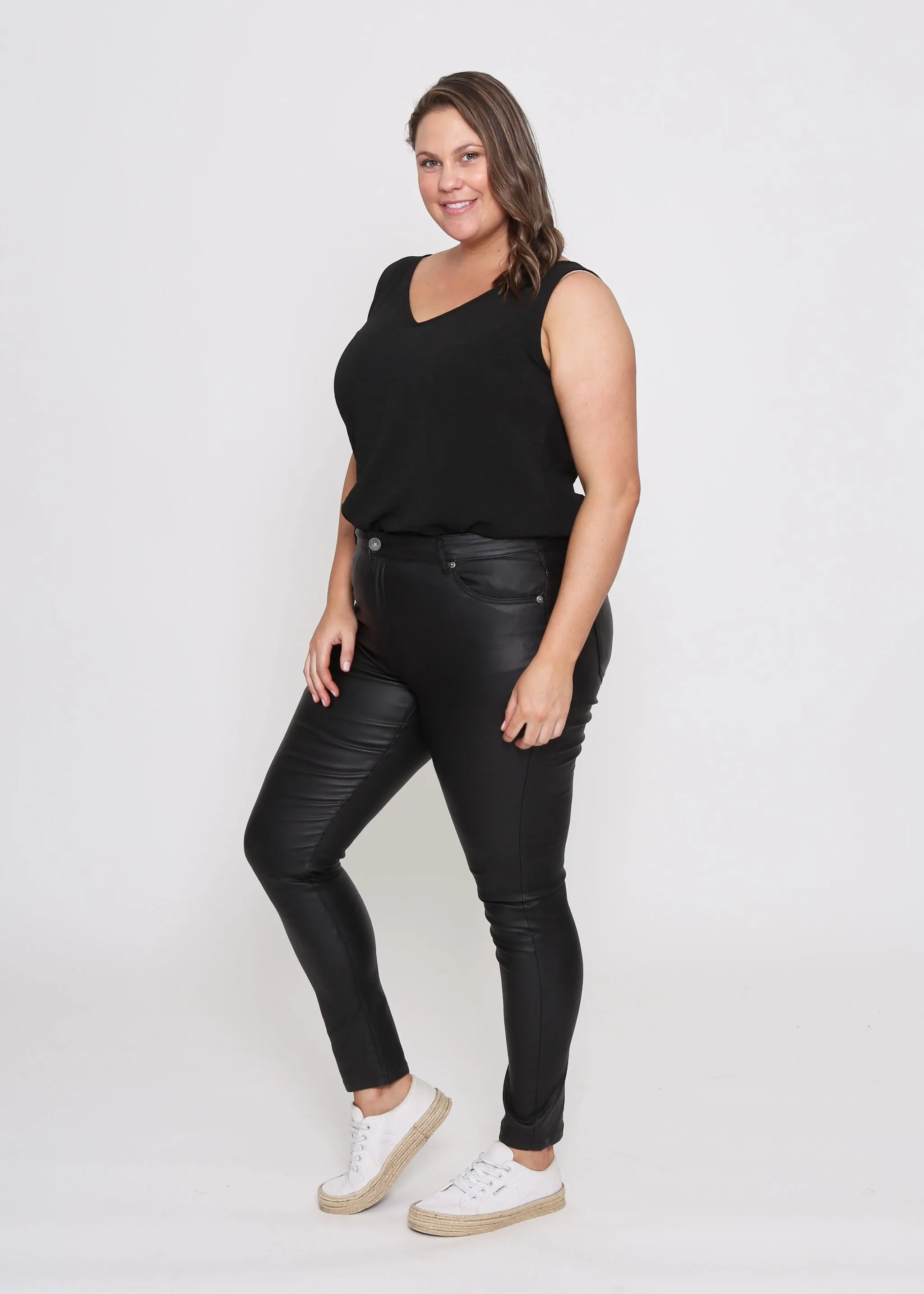 Selena Skinny Jeans - Black Wet Look