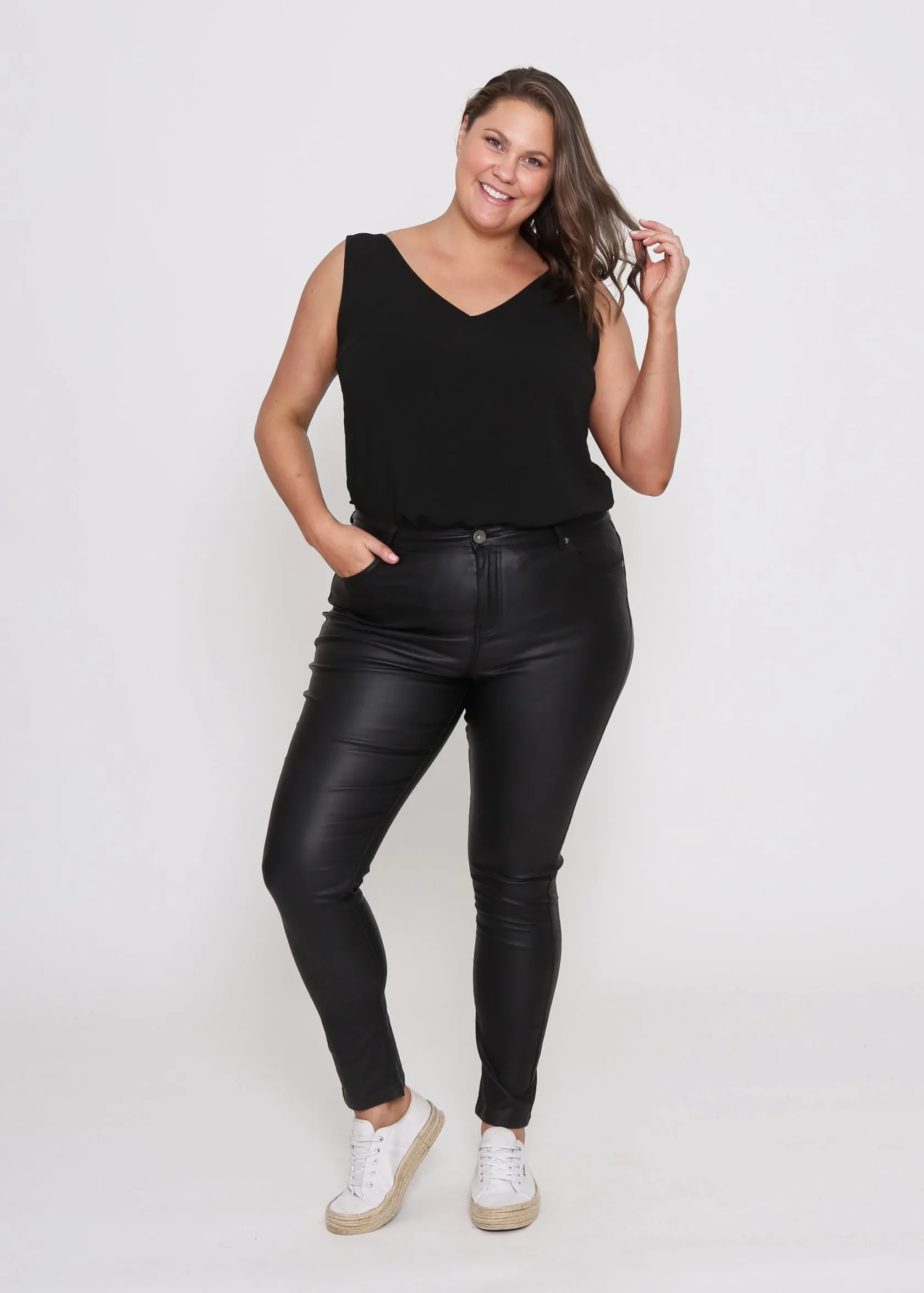 Selena Skinny Jeans - Black Wet Look