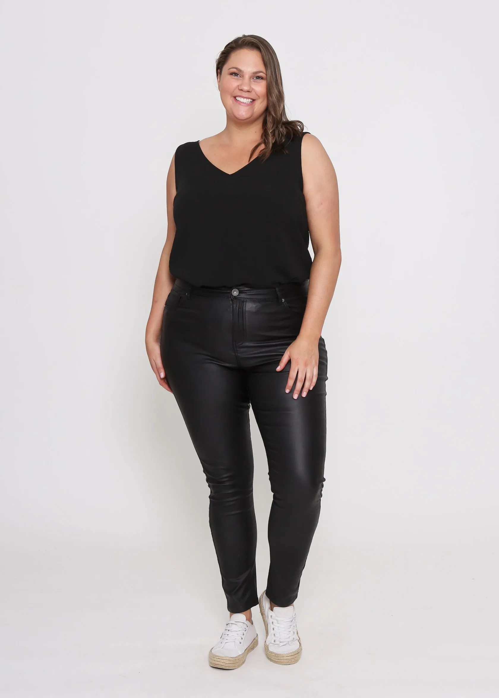 Selena Skinny Jeans - Black Wet Look