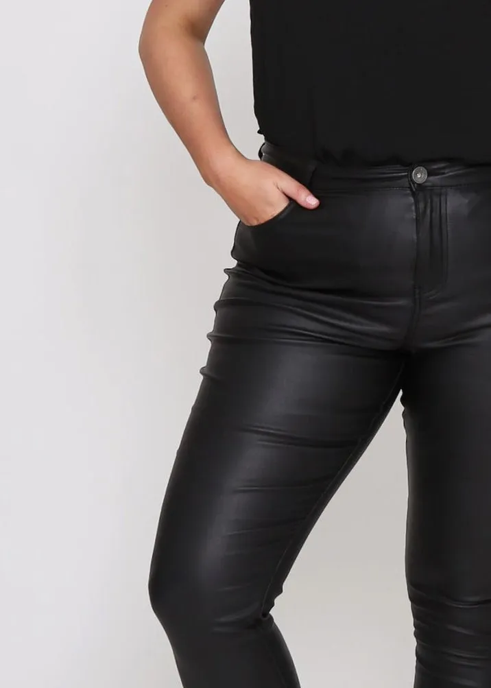 Selena Skinny Jeans - Black Wet Look