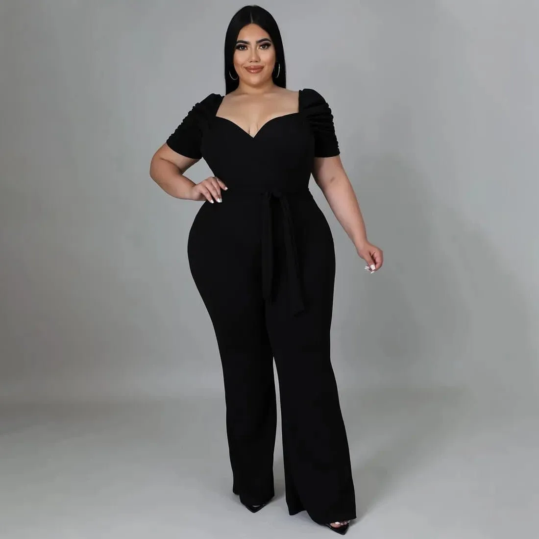 Short Sleeve Jumpsuits with Belt
